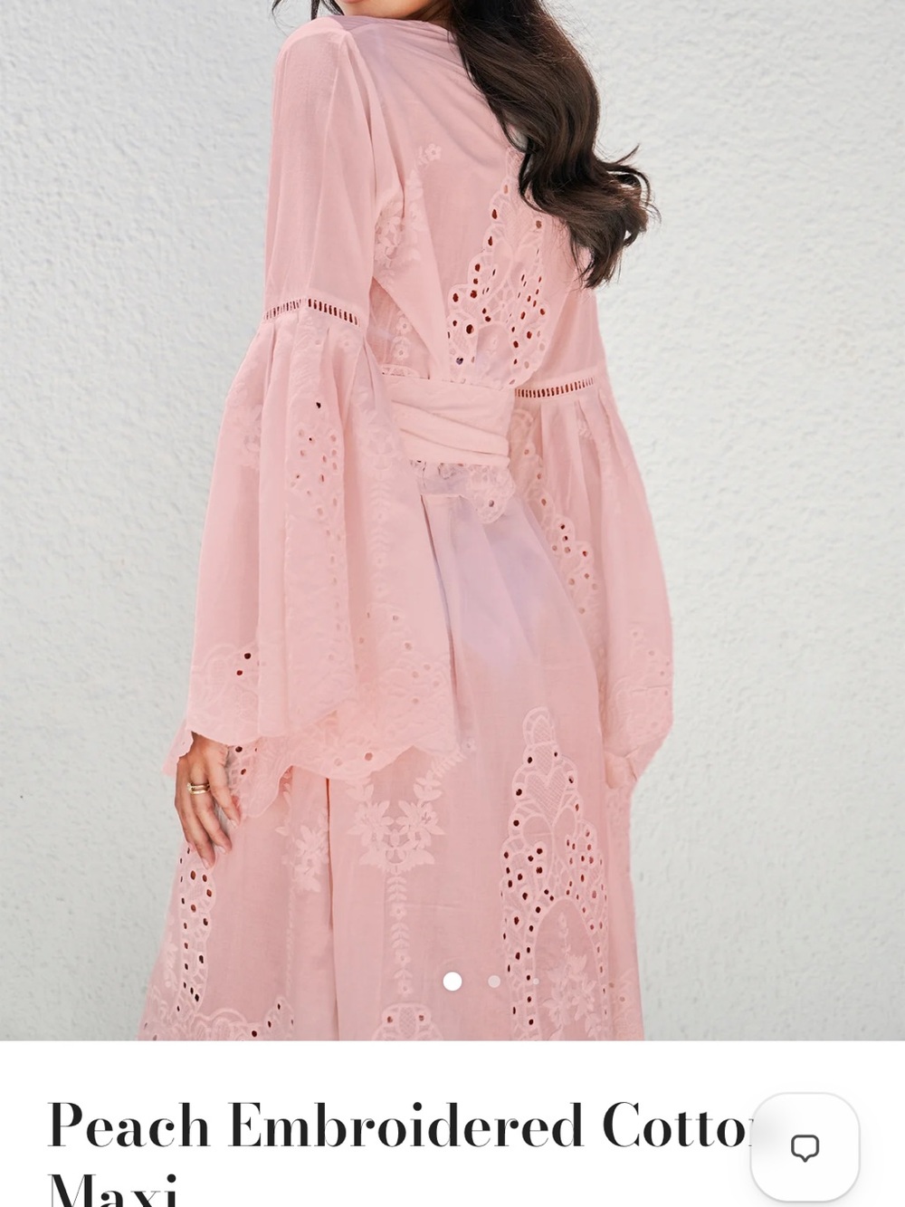 Peach Embroidered Cotton Resort Wear/Beach Cover Up